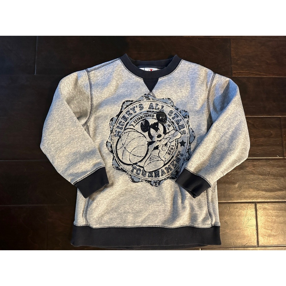 Disney Store Gray Mickey Mouse All Star Basketball Sweatshirt: Crew Neck M 7/8